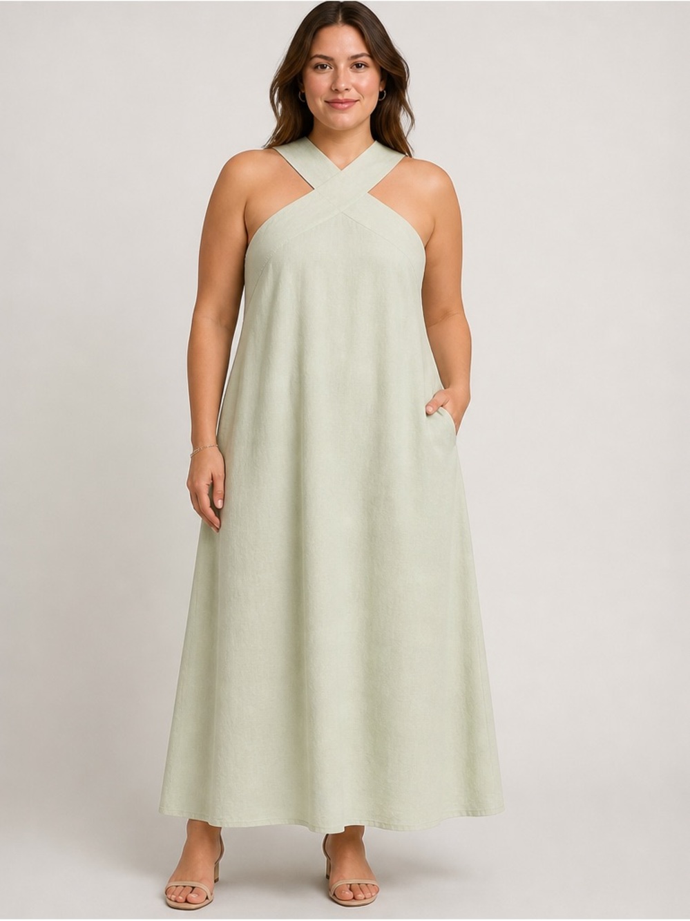 Anne Taylor Green Halter Dress | Crisscross Back |
Breezy & Elegant | SZ. 12